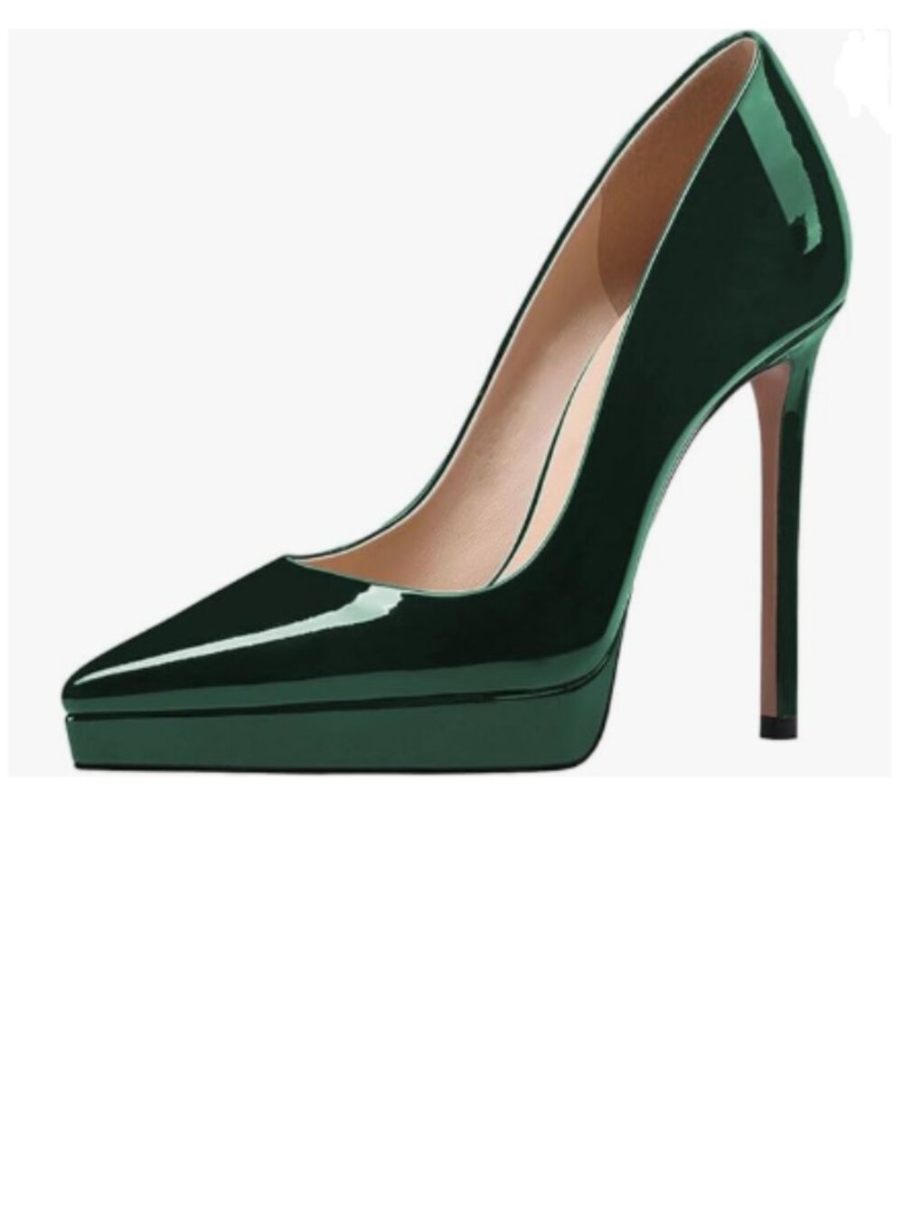 Dark Green Pump Platform High Stiletto Heels Pointy Toe Slip On Business Shoe